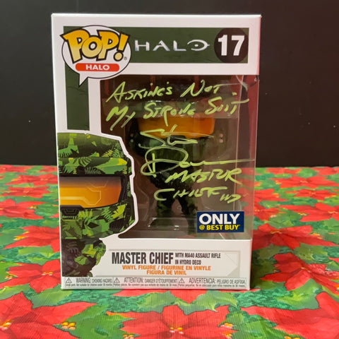 Pop Games: Halo- Master Chief w/ MA40 Assault Rifle in Hydro Deco (Autographed by Steve Downes/Best Buy Exclusive)