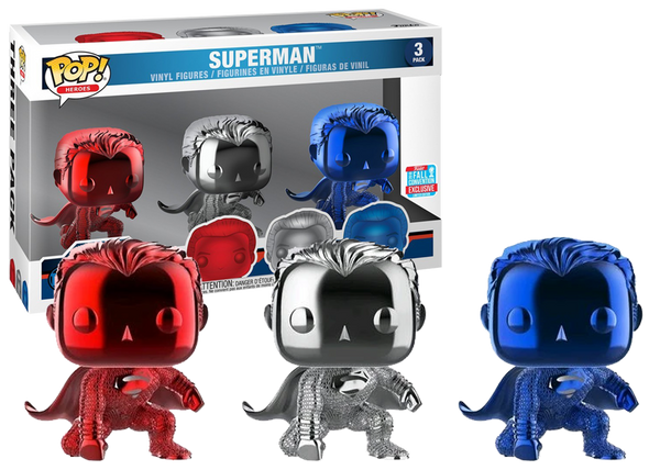 Pop Heroes: Superman 80th Anniversary- Metallic Superman 3 Pack (2018 Fall Convention Exclusive)