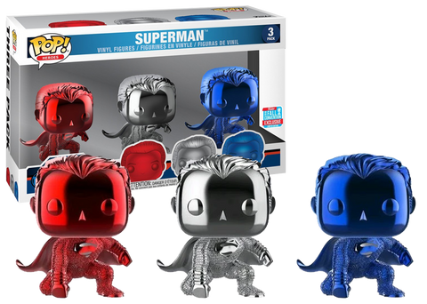 Pop Heroes: Superman 80th Anniversary- Metallic Superman 3 Pack (2018 Fall Convention Exclusive)