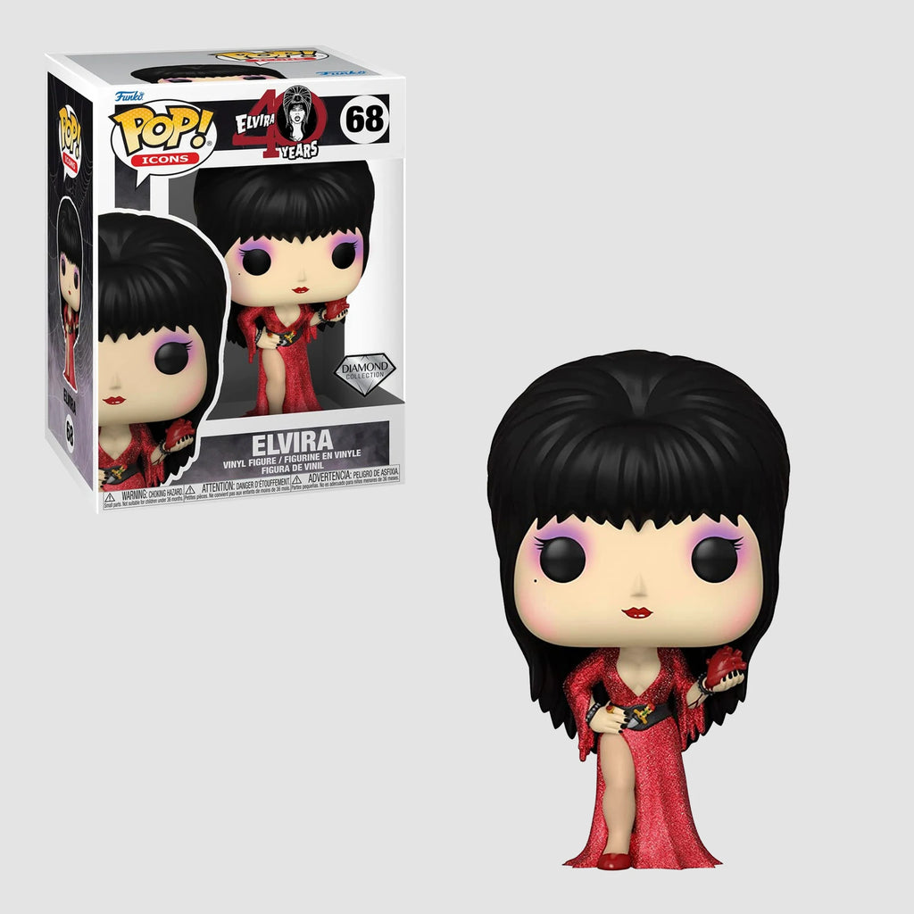elvira red dress funko pop Funko Pop Icons : Elvira 40 Years Diamond Collection Glitter Red Dress #68 MIB